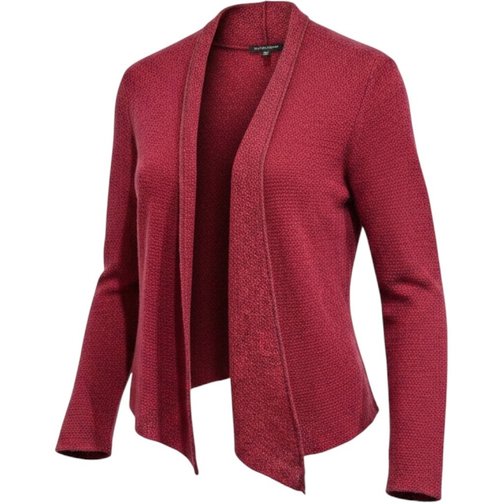 Eileen Fisher Open Front Draped Cardigan in Burgundy Size Petite Small